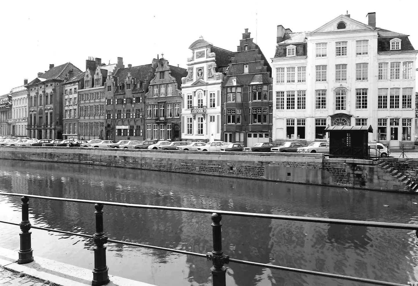 The Korenlei quay and historic Ghent façades in 1975